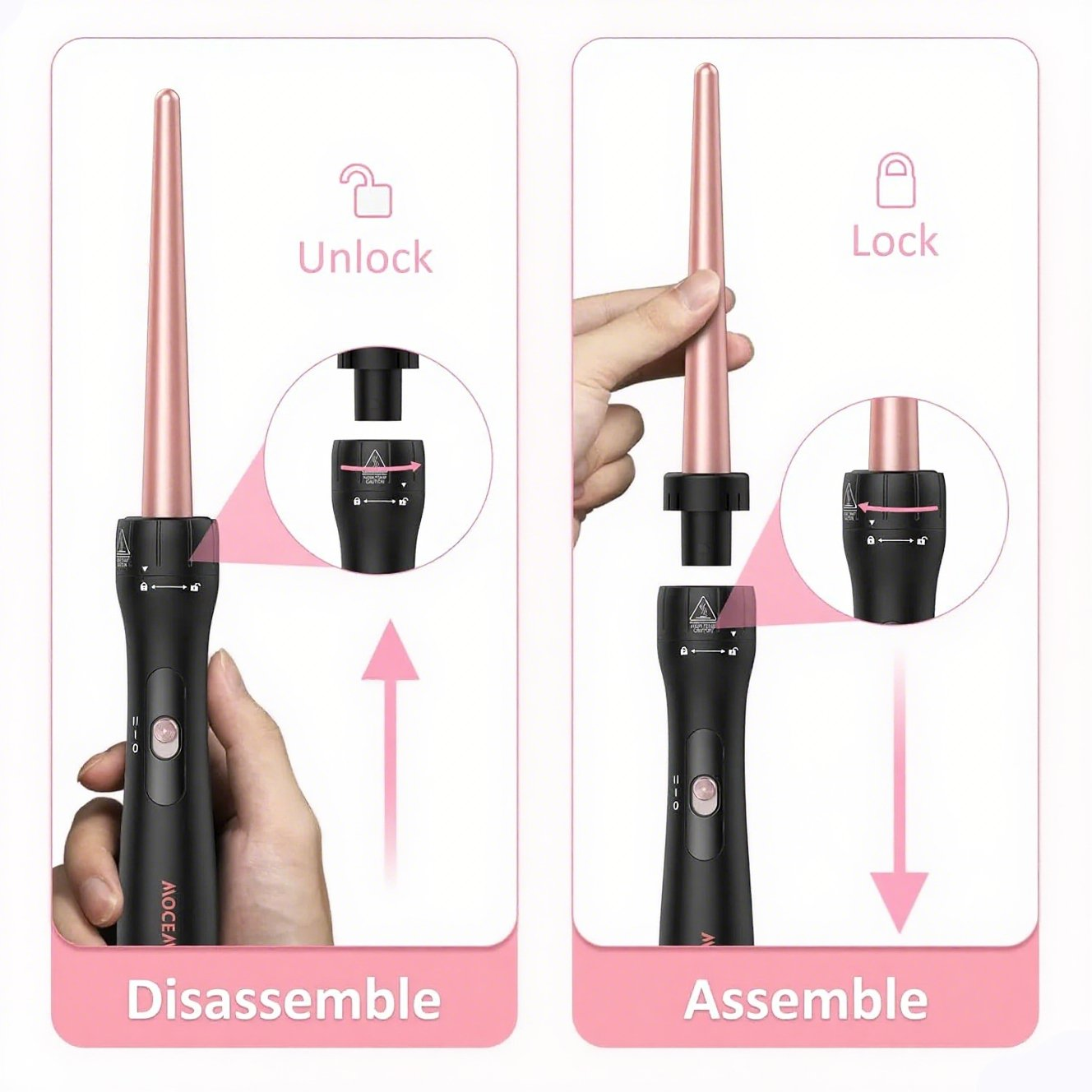 MOCEMTRY Curling Iron Wand, 5 in 1 Curling Wand Set includes 3 Barrel Crimper, Fast Heating Hair Curler Gift for Women