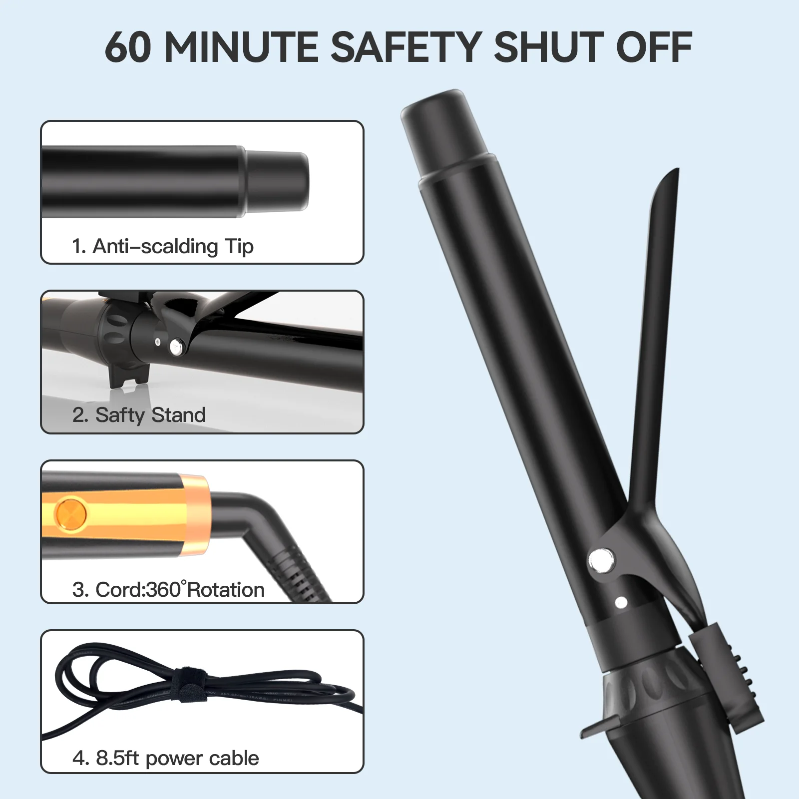 MAXT Double Ceramic Curling Iron, 1-Inch Barrel Produces Classic Curls for Short, Medium, and Long Hair