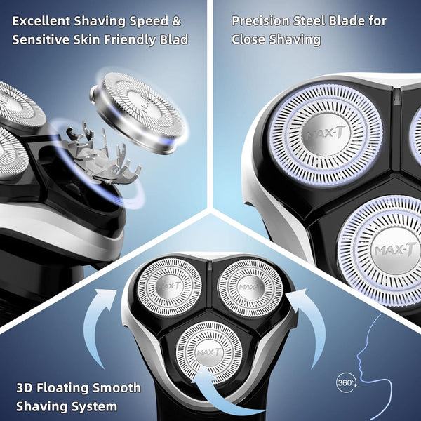 Electric Shaver for Men, MAXT Quick Rechargeable Electric Razor Wet Dr ...