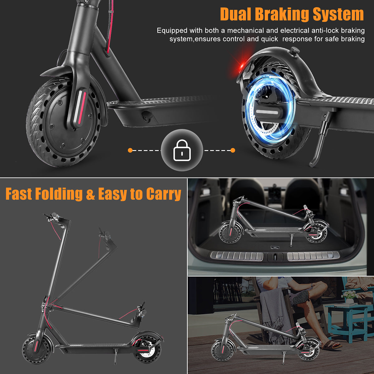 MAXT Smart Folding Electric Scooter for Adults - 350W (Peak 500W) Motor 20MPH, 36V 10.4Ah Battery 21 Miles, 8.5