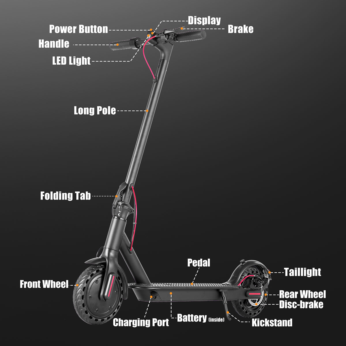 MAXT Smart Folding Electric Scooter for Adults - 350W (Peak 500W) Motor 20MPH, 36V 10.4Ah Battery 21 Miles, 8.5