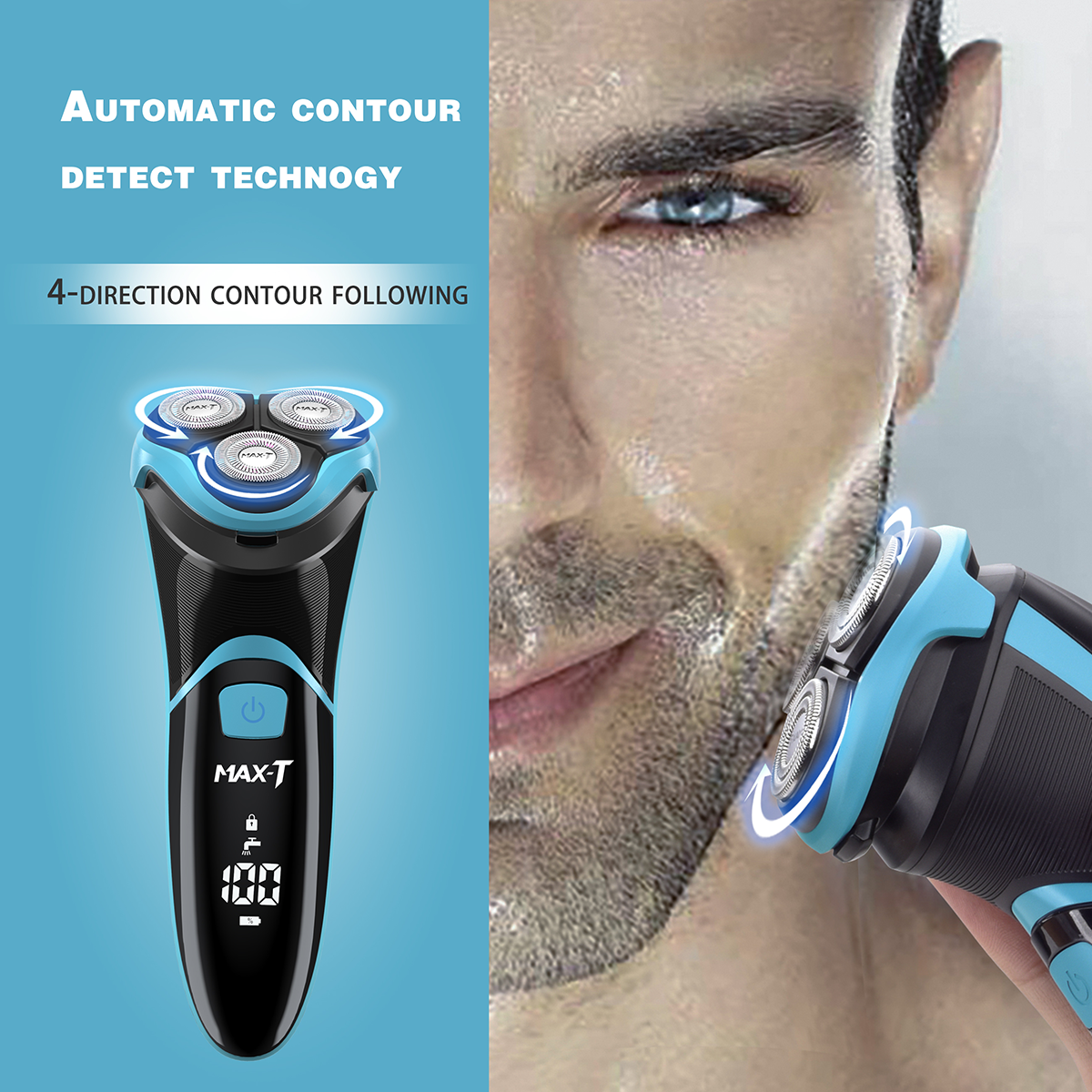 MAXT Men's Electric Razor Shaver for Men with Pop Up Trimmer 3D Floating Rotor Heads IPX7 Waterproof for Wet Dry Shaving Fast USB Charging LCD Display for Dad Husband Gift