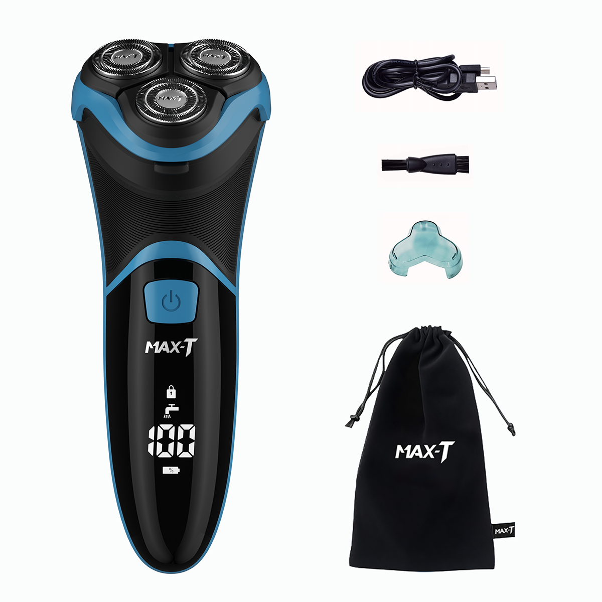 MAXT Men's Electric Razor Shaver for Men with Pop Up Trimmer 3D Floating Rotor Heads IPX7 Waterproof for Wet Dry Shaving Fast USB Charging LCD Display for Dad Husband Gift