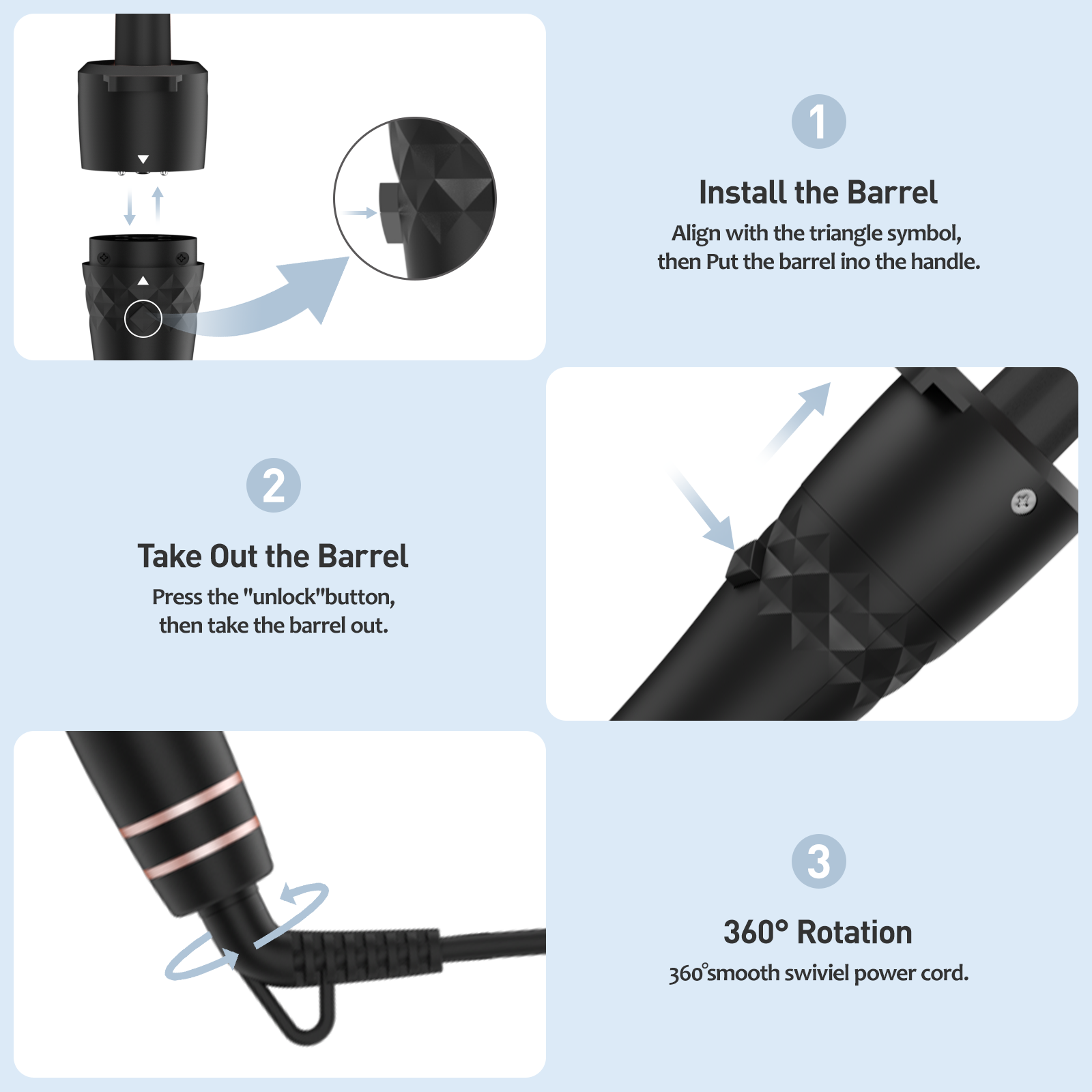 MAXT 5 in 1 Curling Iron Wand Set Dual Voltage 0.35-1.25" Replaceable Ceramic Wand Curler with Glove & Clips Pink & Black