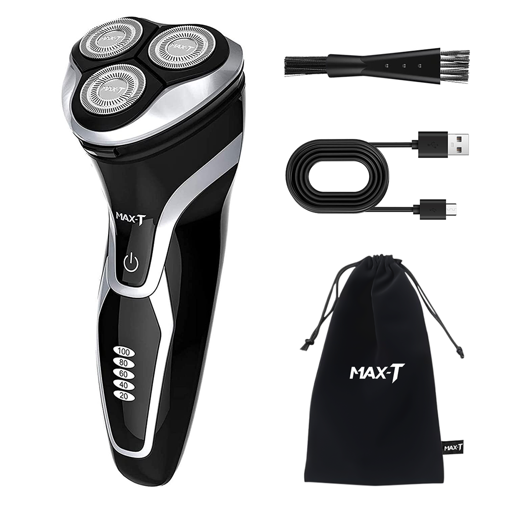 MAXT Electric Shaver Rotary Razor for Men Rechargeable Wet & Dry Waterproof Cordless Pop-Trimmer with USB