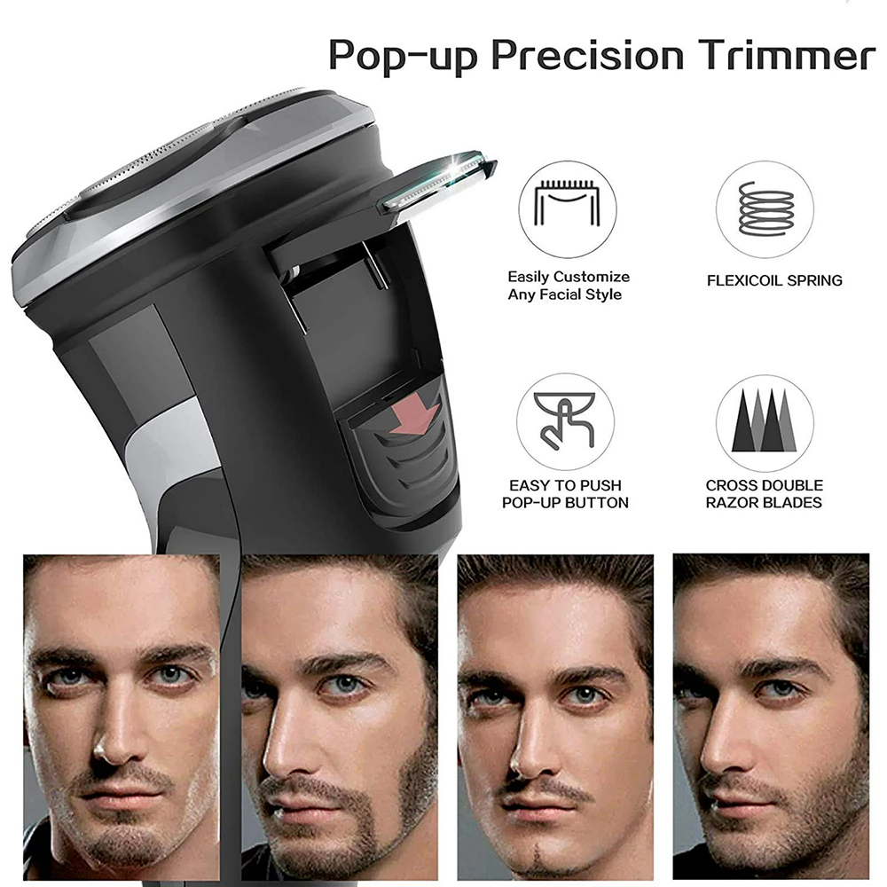 MAXT Electric Shaver Rotary Razor for Men Rechargeable Wet & Dry Waterproof Cordless Pop-Trimmer with USB