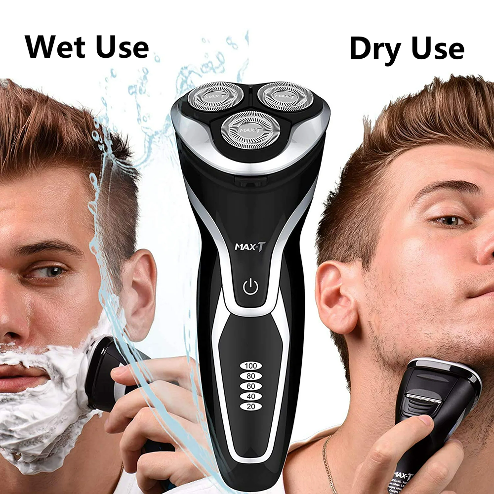 MAXT Electric Shaver Rotary Razor for Men Rechargeable Wet & Dry Waterproof Cordless Pop-Trimmer with USB