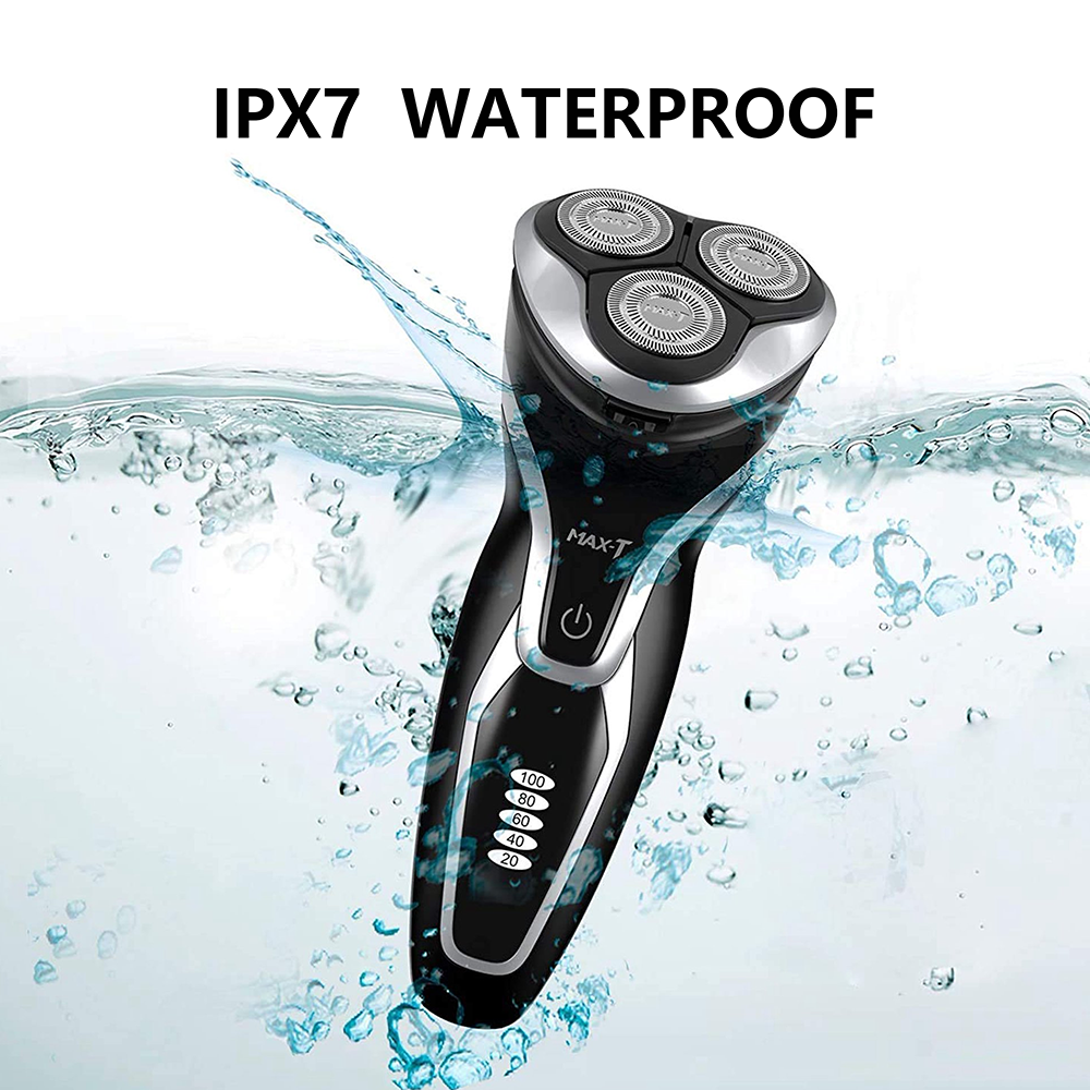 MAXT Electric Shaver Rotary Razor for Men Rechargeable Wet & Dry Waterproof Cordless Pop-Trimmer with USB