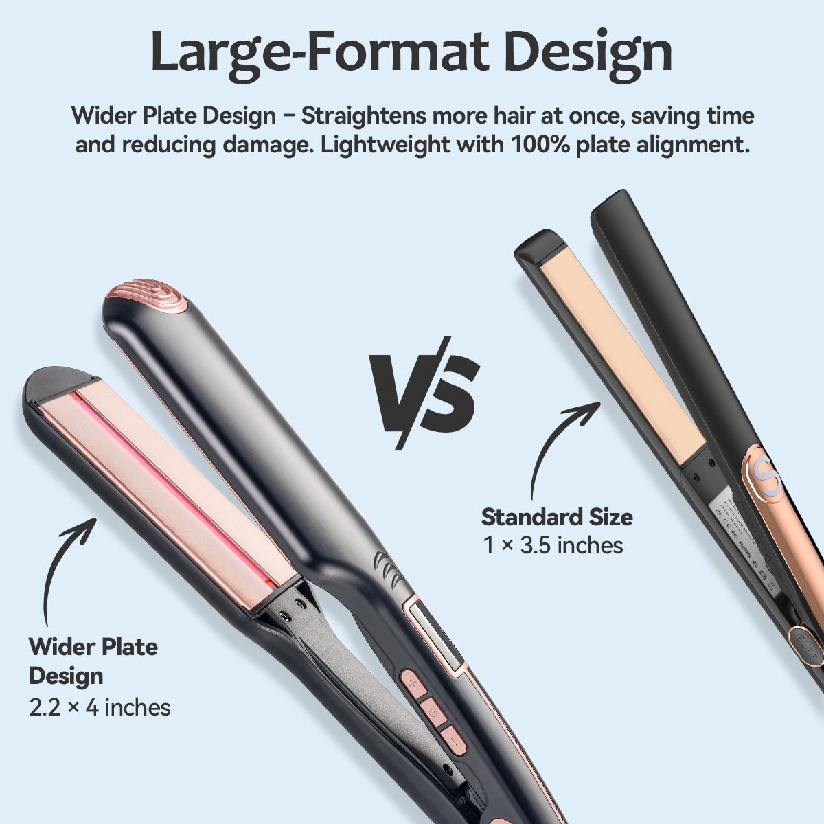 FINETOL 2 in 1 Hair Straightener 2.2" Flat Iron, Adjustable Temperature, Dual Use Curling Iron Wand Hair Curler, Pro Hair Tools for Hair