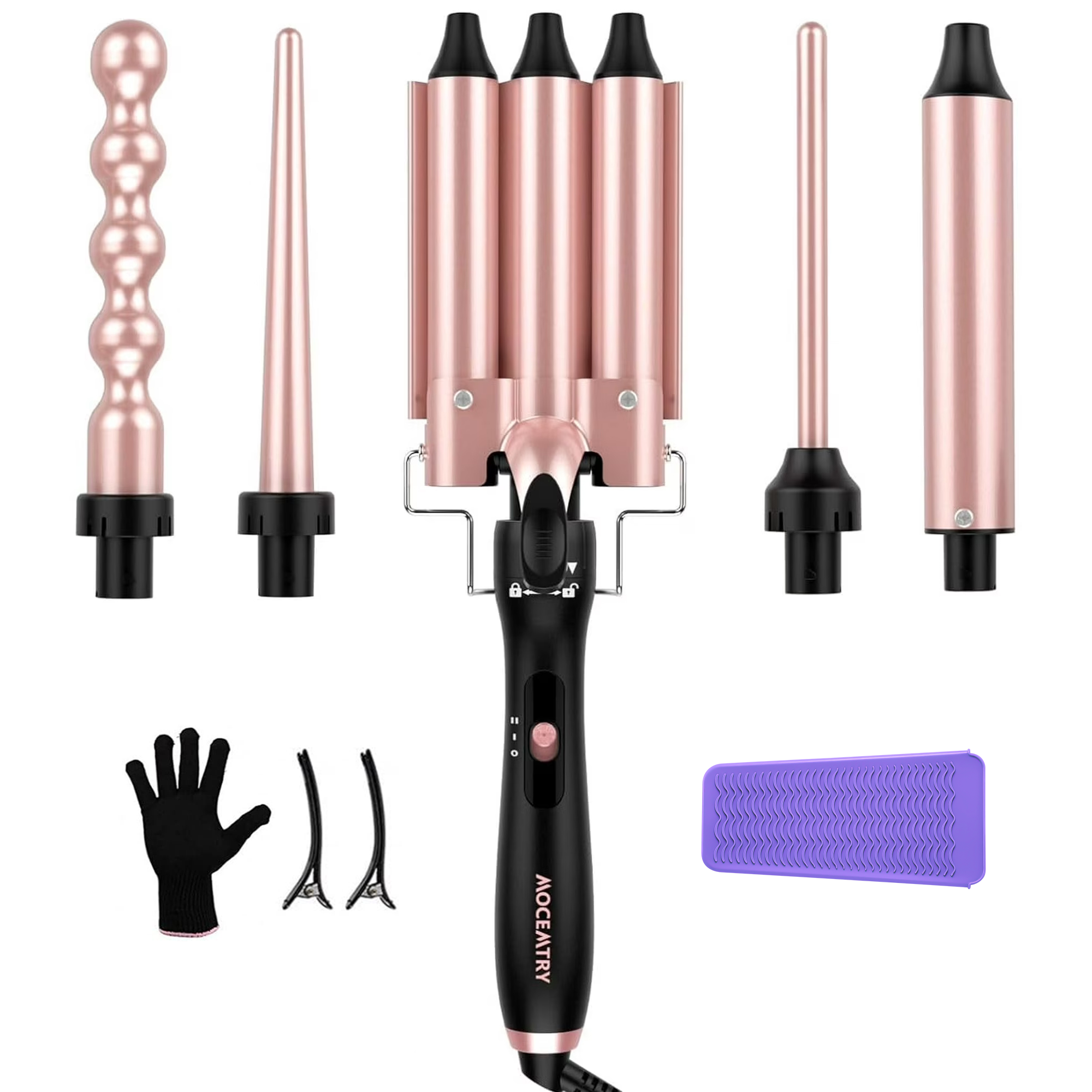 5 in 1 Curling Iron Set, Hair Curler Waver & Crimper Hair Iron, All-in-One Wand Curling Iron Styling Kit for Women, Crimper Waver Hair Tool with Bubble Curling Wand, Gift for Women