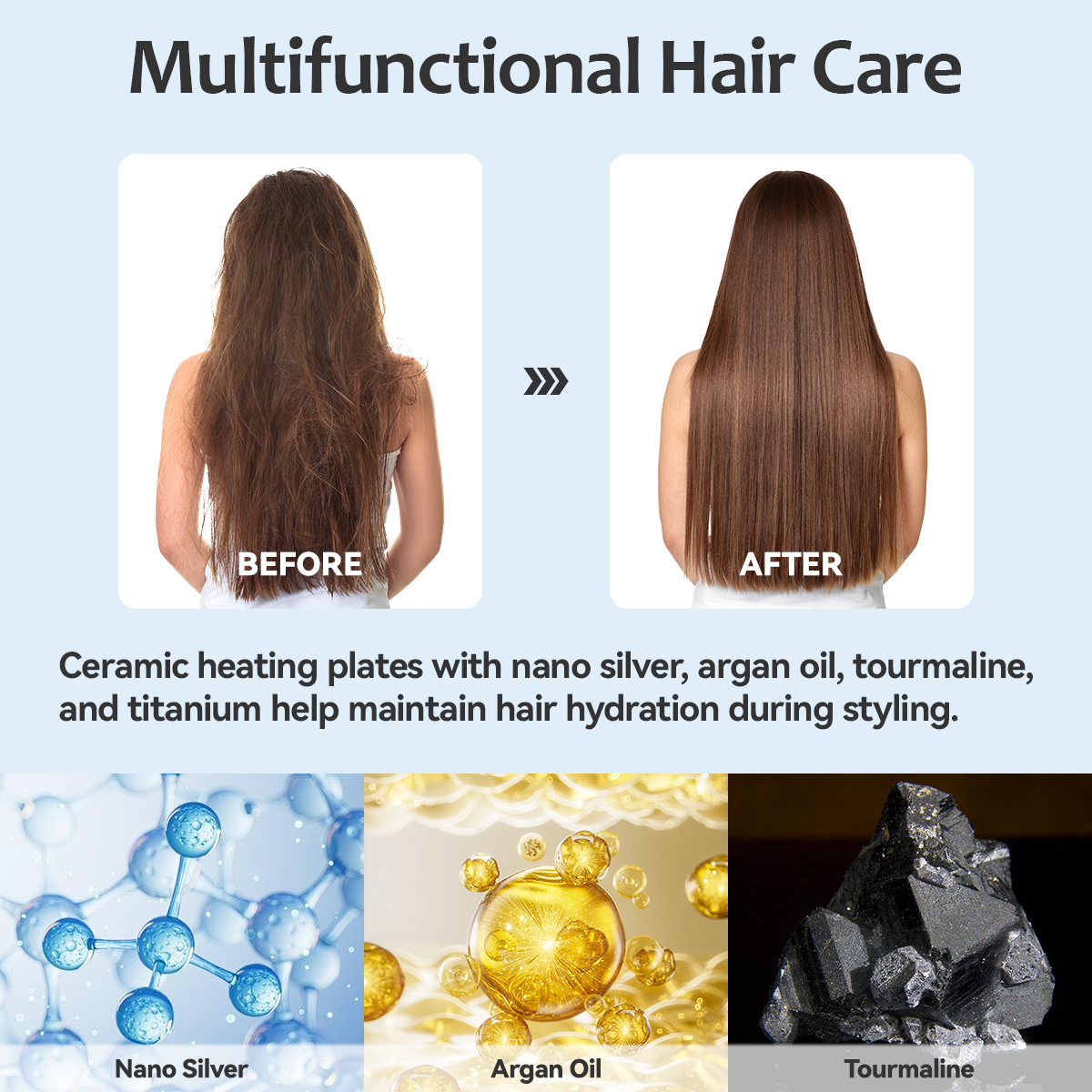 FINETOL 2 in 1 Hair Straightener 2.2" Flat Iron, Adjustable Temperature, Dual Use Curling Iron Wand Hair Curler, Pro Hair Tools for Hair Black