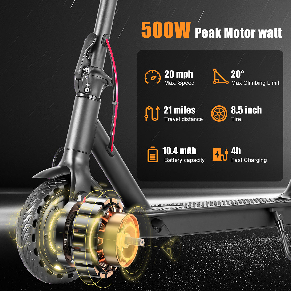MAXT Smart Folding Electric Scooter for Adults - 350W (Peak 500W) Motor 20MPH, 36V 10.4Ah Battery 21 Miles, 8.5
