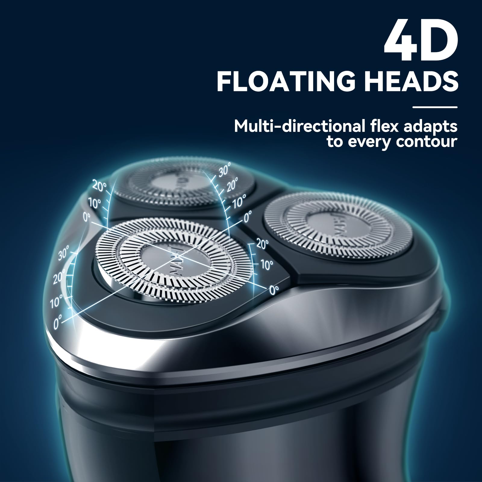 Men's Electric Shaver - MAX-T Corded and Cordless Rechargeable 3D Rotary Shaver Razor for Men with Pop-up Sideburn Trimmer Wet and Dry, IPX7 Waterproof, Plug & Play