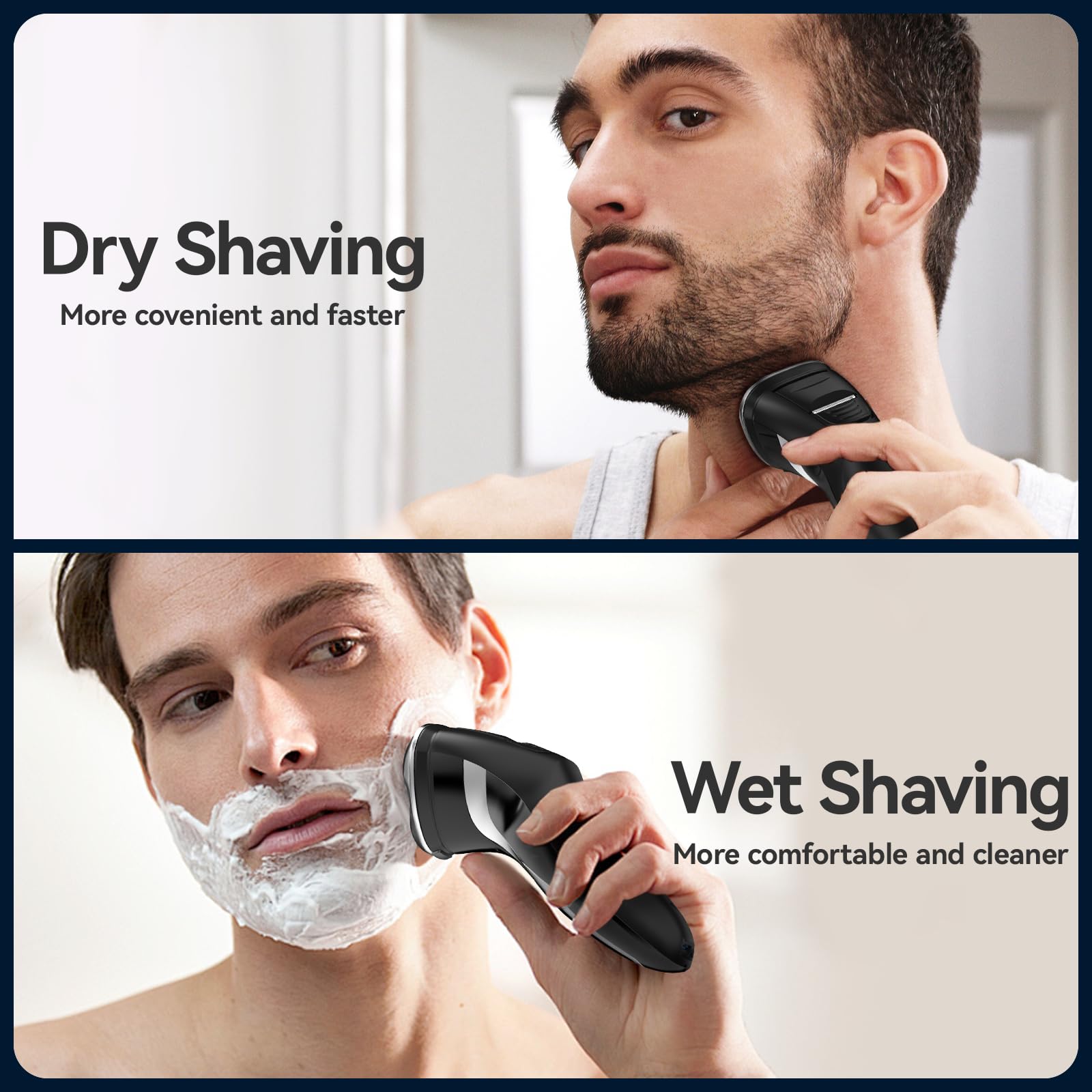 Men's Electric Shaver - MAX-T Corded and Cordless Rechargeable 3D Rotary Shaver Razor for Men with Pop-up Sideburn Trimmer Wet and Dry, IPX7 Waterproof, Plug & Play