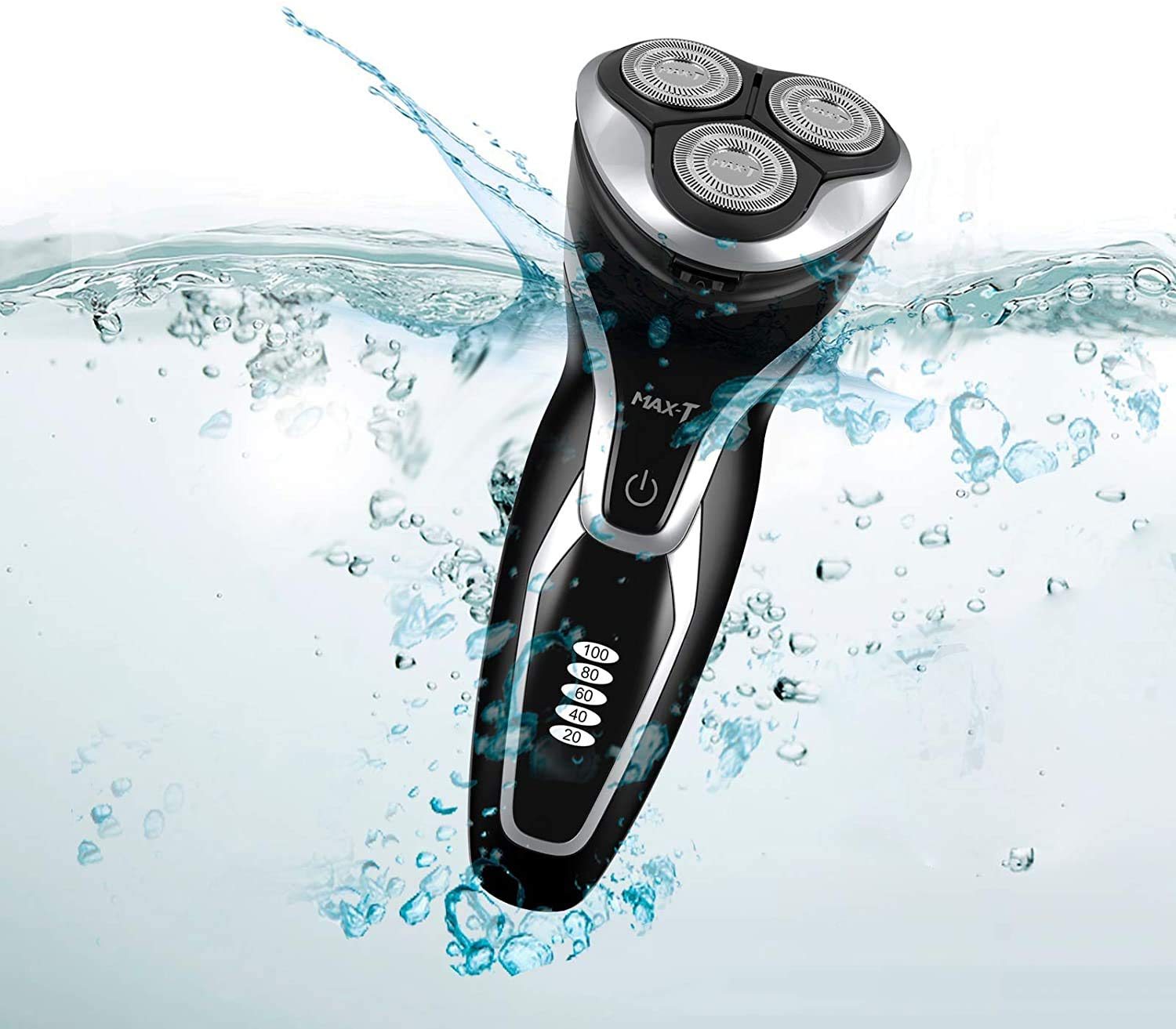 Men's Electric Shaver - MAX-T Corded and Cordless Rechargeable 3D Rotary Shaver Razor for Men with Pop-up Sideburn Trimmer Wet and Dry, IPX7 Waterproof, Plug & Play