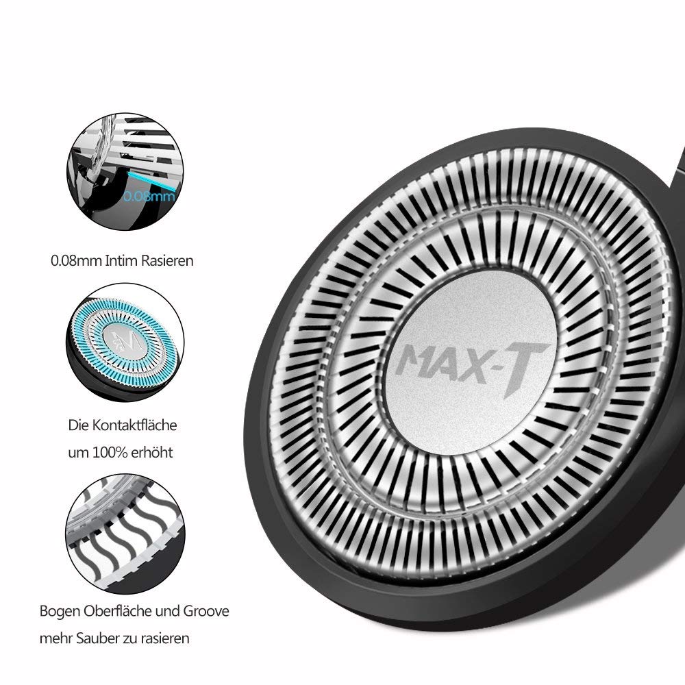 Men's Electric Shaver - MAX-T Corded and Cordless Rechargeable 3D Rotary Shaver Razor for Men with Pop-up Sideburn Trimmer Wet and Dry, IPX7 Waterproof, Plug & Play